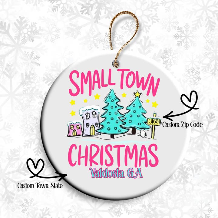 Bright Color Small Town Christmas Ornament-Customizable for wholesale by JAC Wholesale