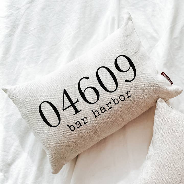 Maine Zip Code Linen Pillow for wholesale by 521handmade