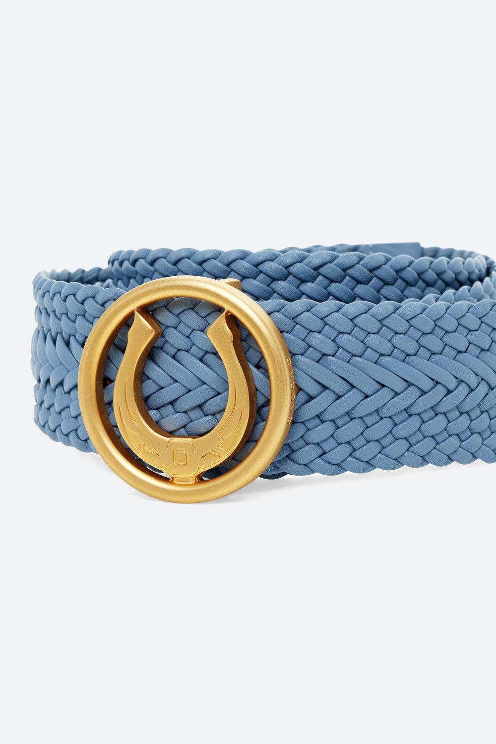 Gaucho Buenos Aires - Wholesale Belt - Women's - Women's Lucky Belt in Sky Blue, Brass Horseshoe Buckle1