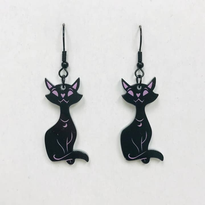 SimpleNGreat - Wholesale Dangle Earrings - Acrylic Black Wicked Cat Earrings