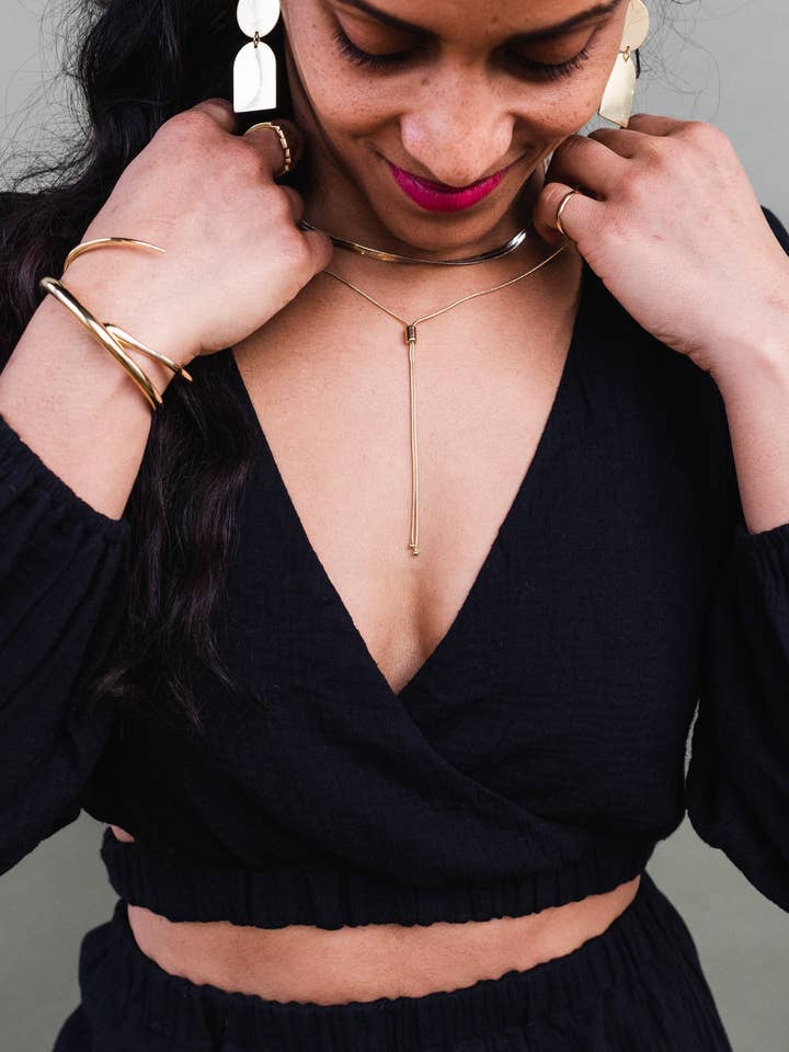 Adjustable Gold Filled Box Chain Bolo for wholesale by Océanne