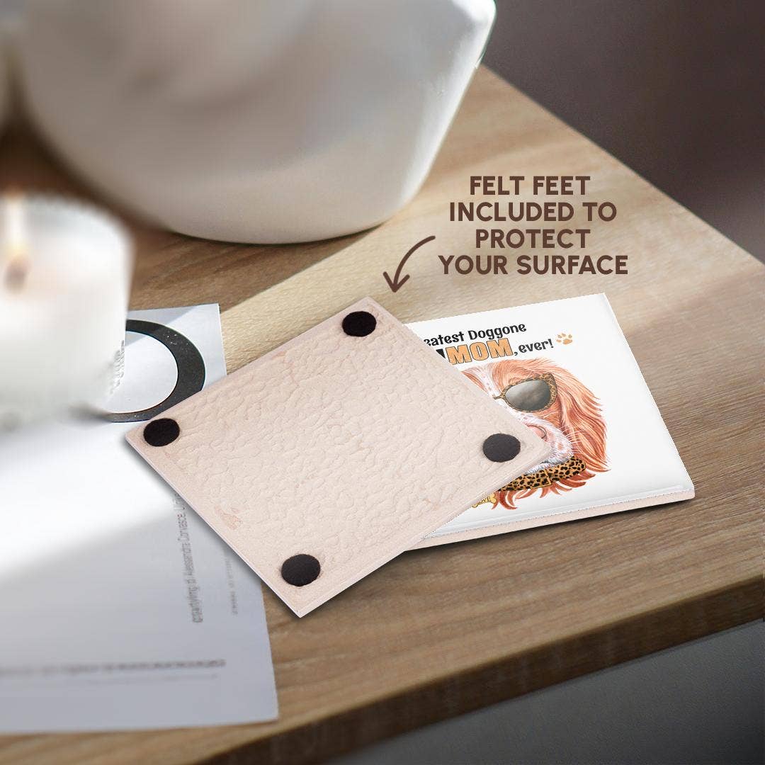 3dRose - Vente Sous-verre - 3dRose, Chien Springer Anglais pour Maman le Jour de la Fête des Mères avec des Lunettes de Soleil à Imprimé Animal, Dessous de Verre3