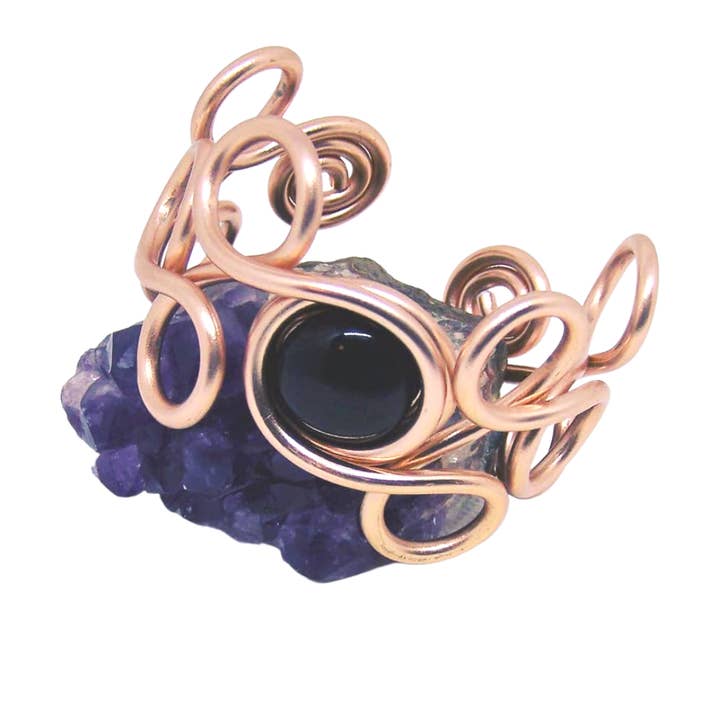 Rose gold-colored aluminum bracelet with glass element for wholesale by Queen Mary Flower