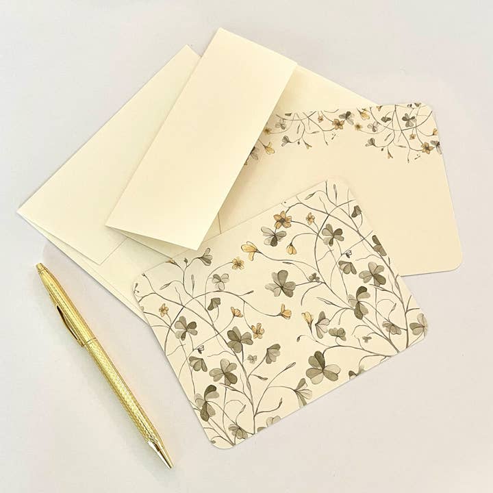 Yellow Wood Sorrel Stationery & Envelopes | Letter Writing for wholesale by Corrissa Flesher Art & Designs