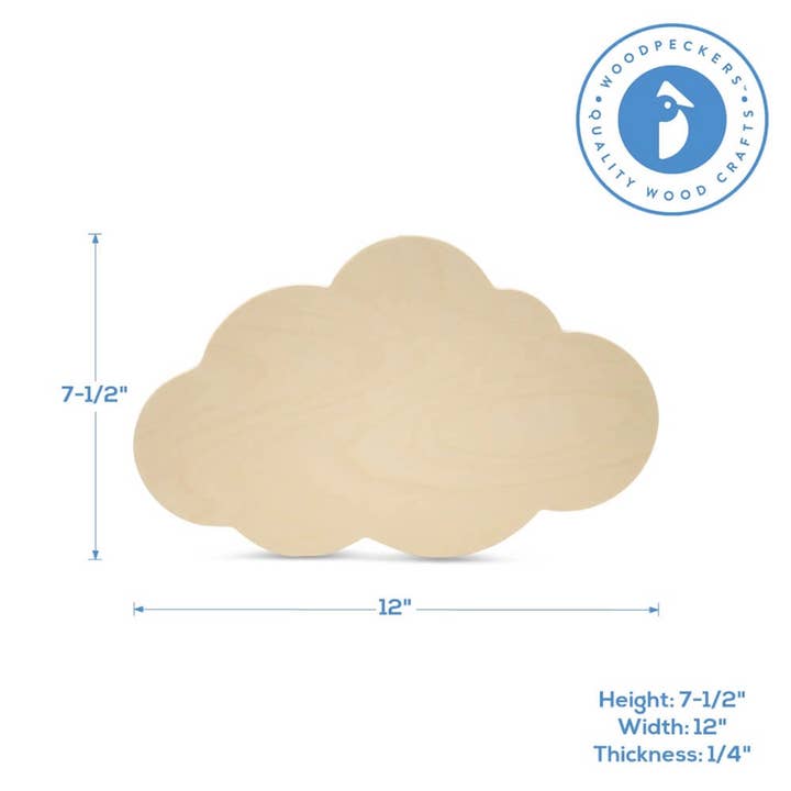 Woodpeckers Crafts - Wholesale DIY Craft Kit - 12" Wood Cloud Cutout