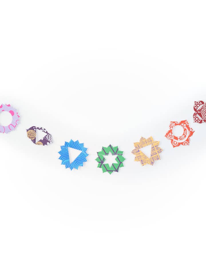 Chakras Recycled Paper Garland-Eco Friendly Tree-Free Decor for wholesale by Matr Boomie Fair Trade