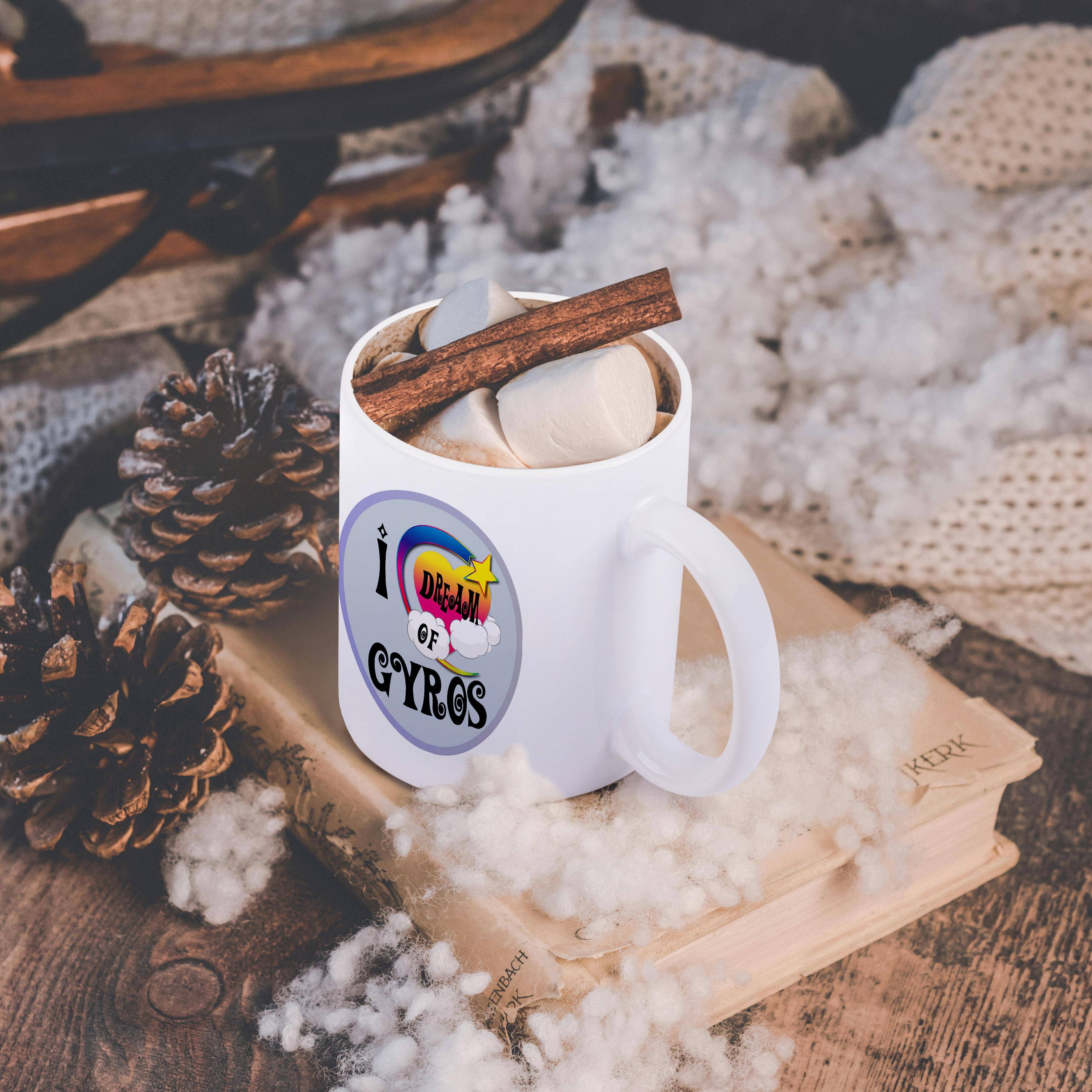 3dRose – wholesale Kaffekoppar – 3dRose, Söt Tjejig Hjärta Stjärna Moln Jag Drömmer Om Gyros, Mugg11