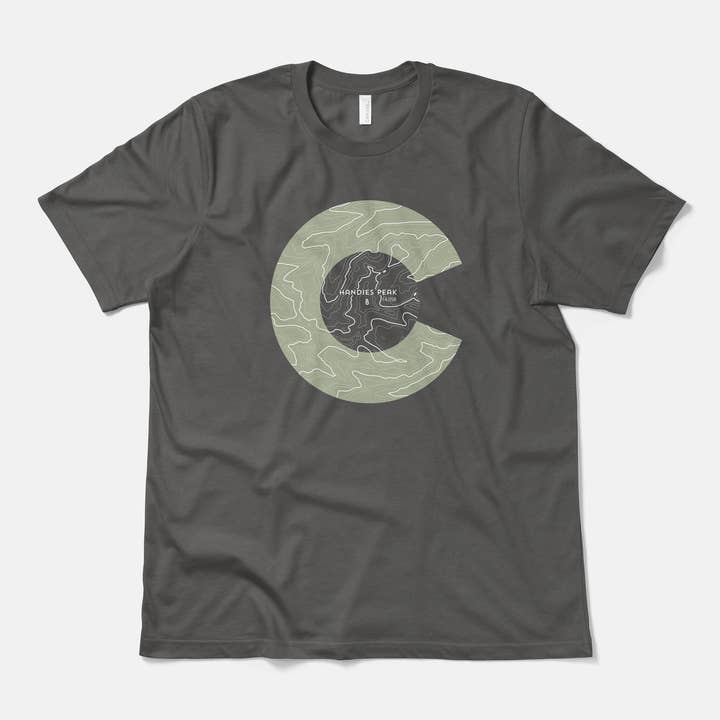 T-shirt Topo de Handies Peak - Tee de montagne Colorado 14er pour la vente par Hinterland Outdoors