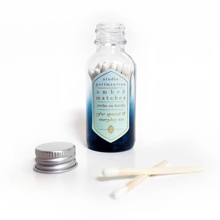Studio Portmanteau - Wholesale Matches - Midnight Blue Ombré Match Bottle | Fine Match Jar