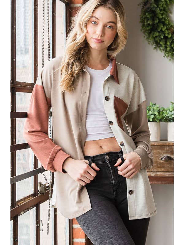 HEIMISH – Großhandel Hemdjacke/Shacket – Damen – EJ6724-10 BASIC HALSBAND, EINFARBIG, BLOCKMANSCHETTE5