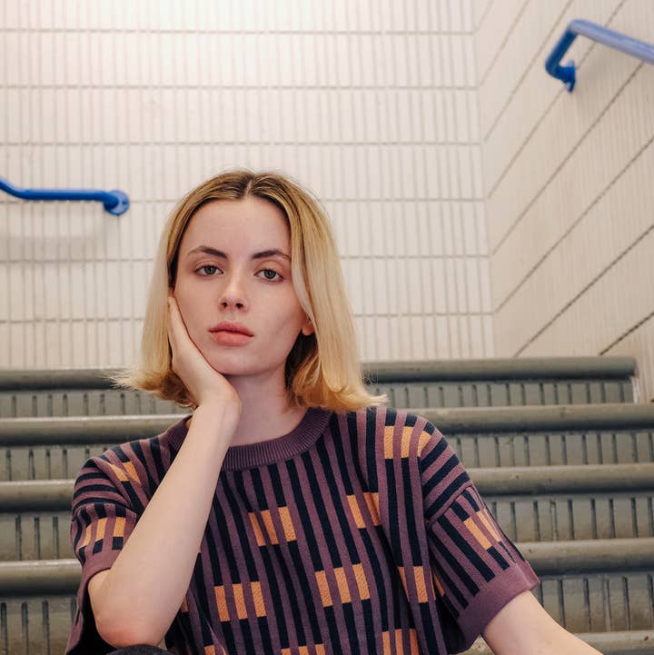 The Endery - Wholesale Knit Sweater - Women's - Bauhaus Short Sleeve Sweater Tee - Rhodolite0