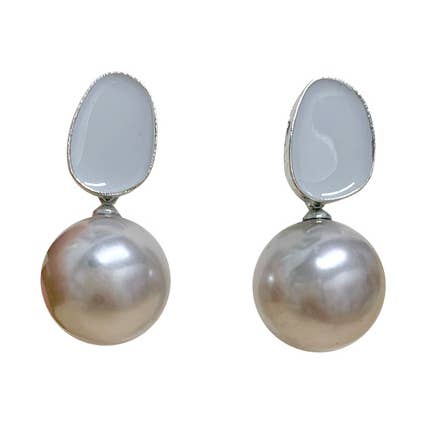 THSE1069: Grau: Hübsche Perlenohrringe für den Großhandel von Taylor Hill Scarves & Co