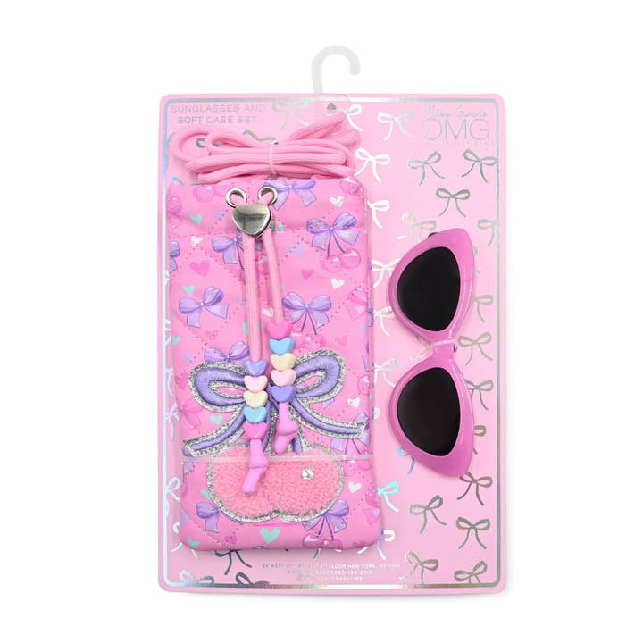 Cherry Printed Drawstring Case and Sunglasses for wholesale by OMG Accessories