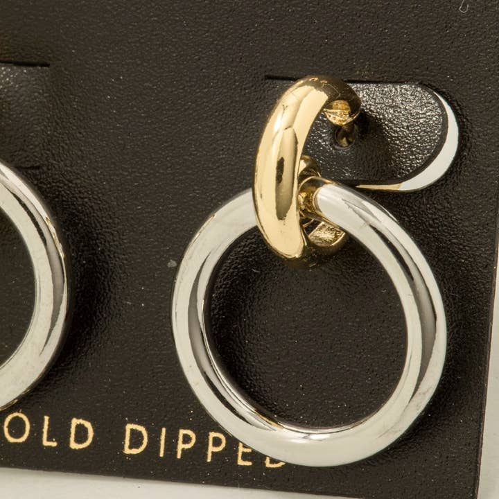 Gold Dipped Two Tone Hoop Earrings for wholesale on Faire2