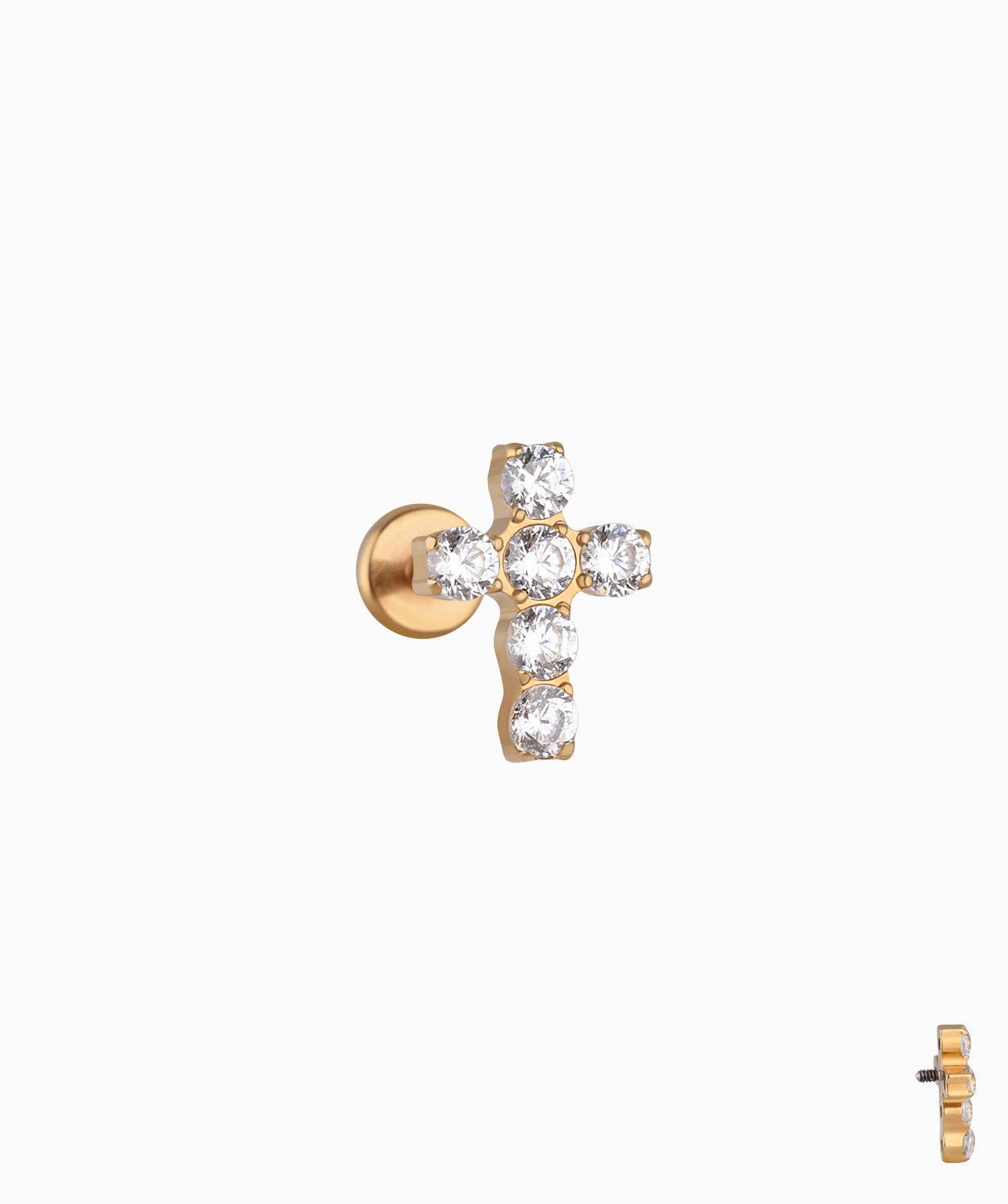 oumo jewelry - Wholesale Stud/Post Earrings - Titanium Cross Gems Stud
