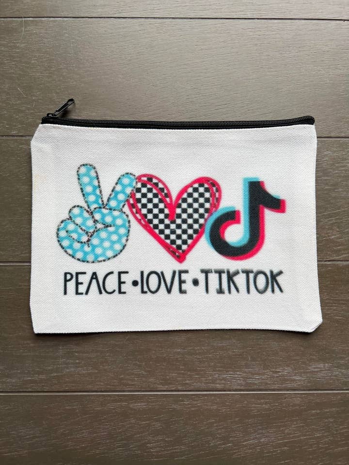 Bolsa de maquillaje Peace Love Tiktok para venta al por mayor de The Crazy Craft Girl LLC