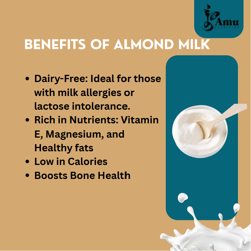 Amu Nutrition - Vendita all'ingrosso Bevanda salutare in polvere - Polvere di Latte di Mandorla –1lb– Senza Lattosio, a Base Vegetale3