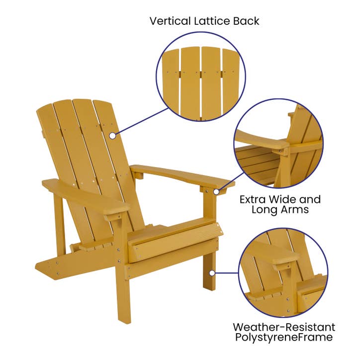 Jaune Chaise Adirondack en résine poly jaune en vente sur Faire3