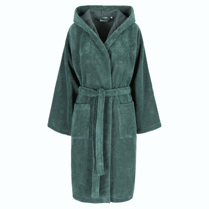 Teddy Bathrobe With Hood - Dark Green for wholesale by Casilin