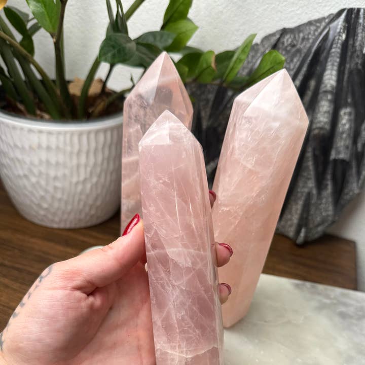 Rose Quartz Obelisk - Rose Quartz Crystal Tower for wholesale by EC Plugs and Gems