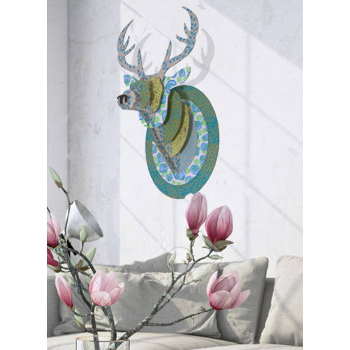 Epigram - Wholesale Wall Accent - Cardboard Deer Trophy Spring Flowers Wall Decoration