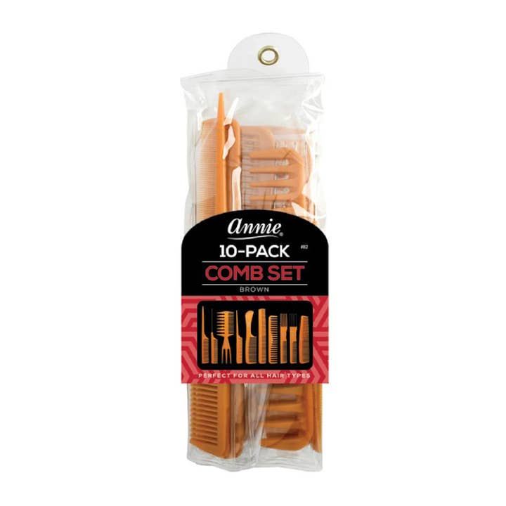 Annie Professional Comb Set 10Ct Brown for wholesale by Annie International, Inc.