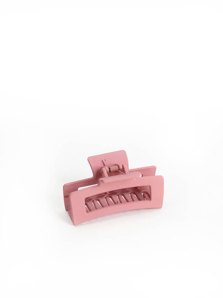 Square Matte Hair Claw in Pink for wholesale by My Accessories London