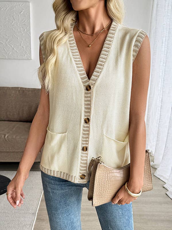Colorblock Sleeveless Knit Vest – Chic Fall Cardigan for wholesale by Lovesoft