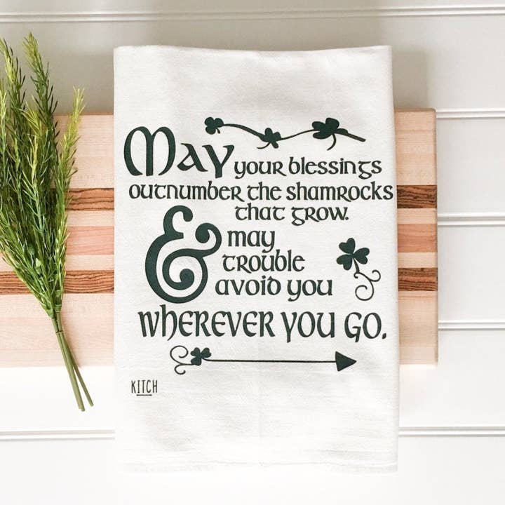 Irish Blessing Tea Towel for wholesale by Perfect Day Print Co