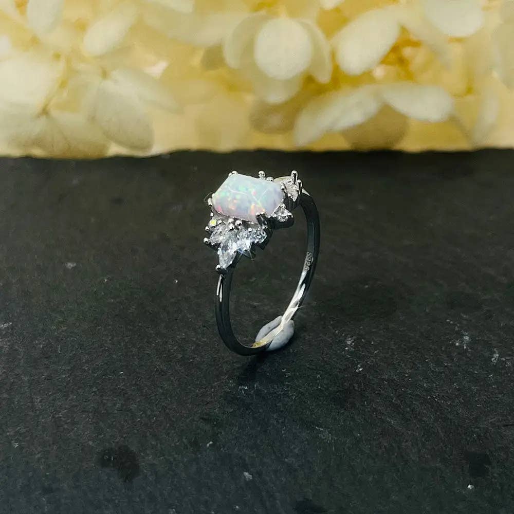 GemMeet – wholesale Multi-stone ring – S925 Silver Artificial Opal Inlaid Zircon Ring1