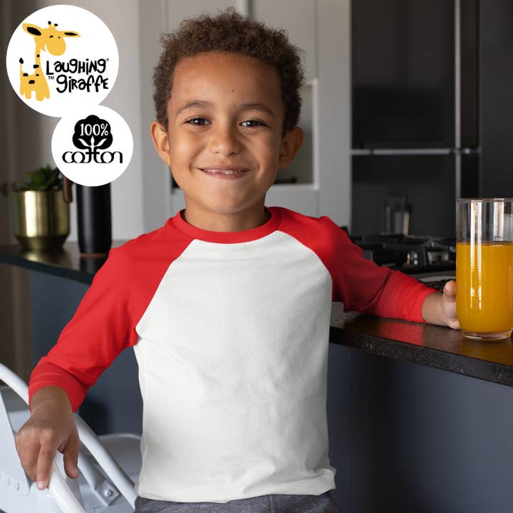 Laughing Giraffe – T-shirt - Crianças por atacado – T-Shirt Unissexo Raglan Beisebol com Criança - Dimensionamento Aberto5