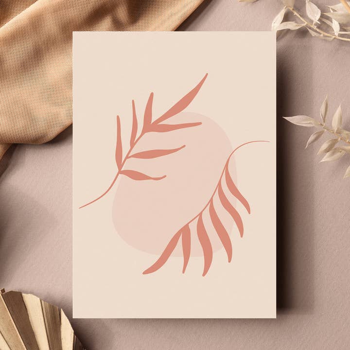 Impression artistique duo de feuilles roses pour la vente par Coral Cove Studio