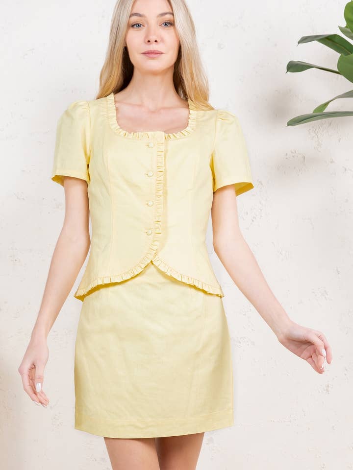 RT153 - Ruffle Detailed Button Down Top for wholesale by Reminiscence