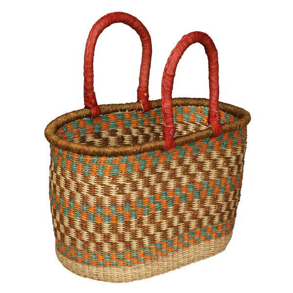 African Market Baskets - Wholesale Basket - G-140: Large Oval Basket = 4 Per Case