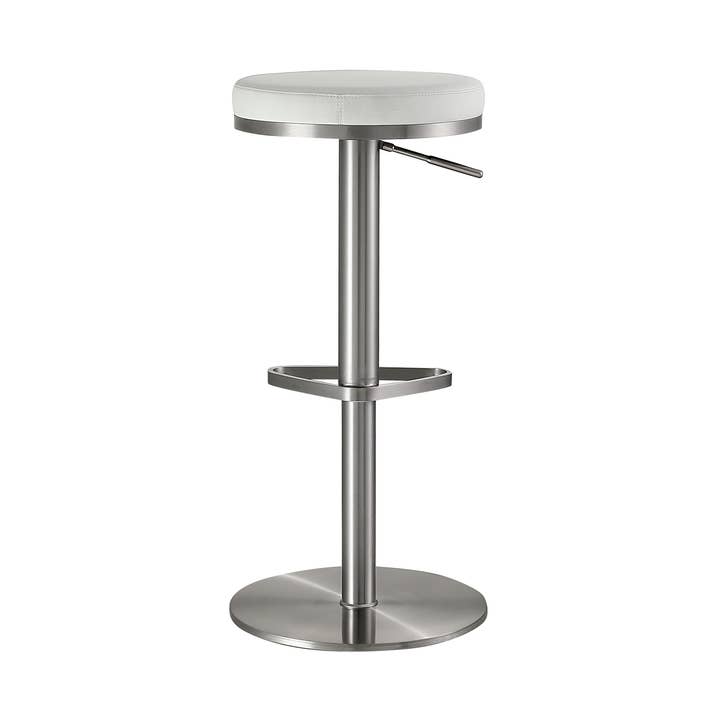 Noah - Silver Steel - Ice White Bar Stool for wholesale by Stoolz By Divani