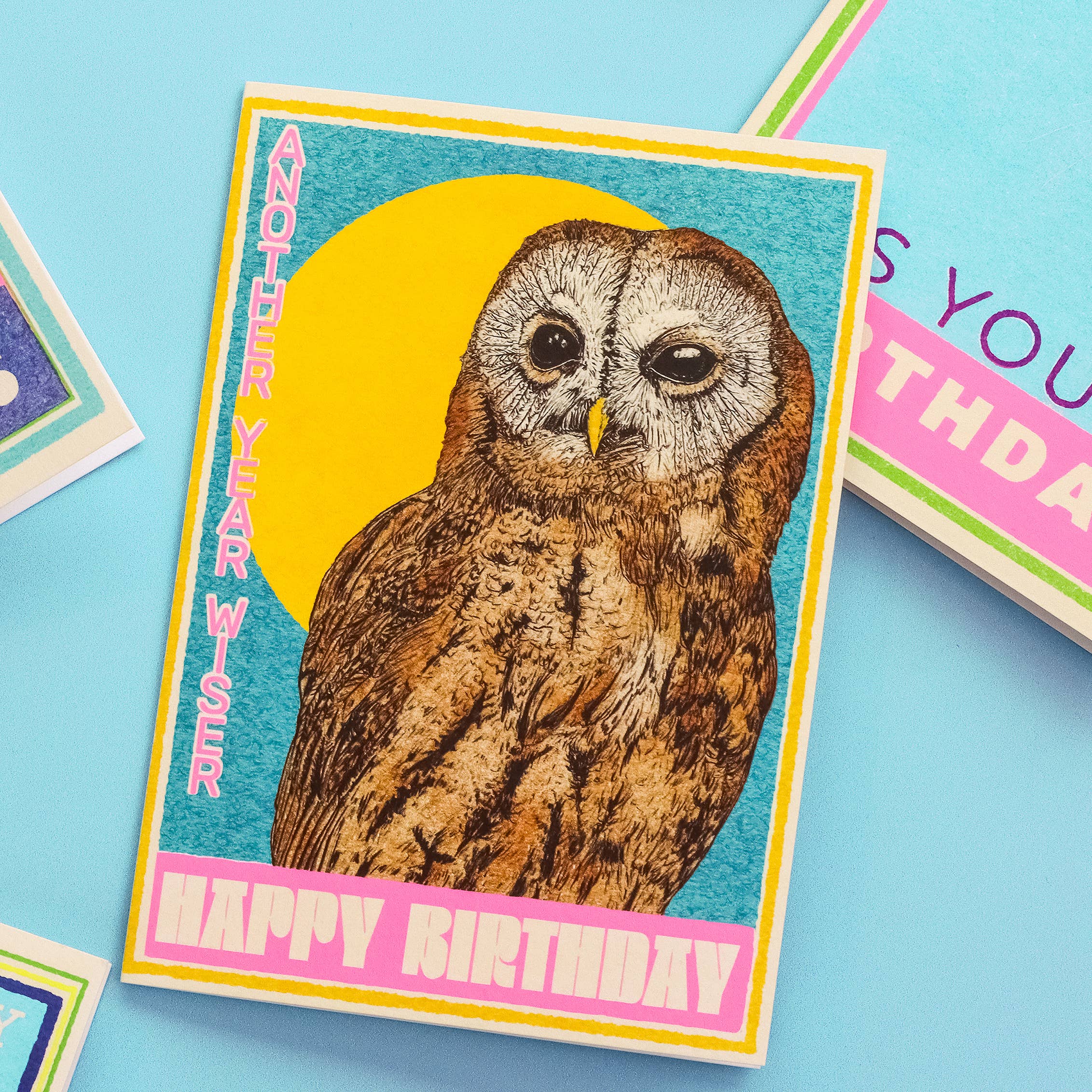 Fawn & Thistle Ltd (US Duties Paid) – Großhandel Geburtstagskarten – Glückwunschkarte Eule »Another Year Wiser« | Unisex Geburtstagskarte2