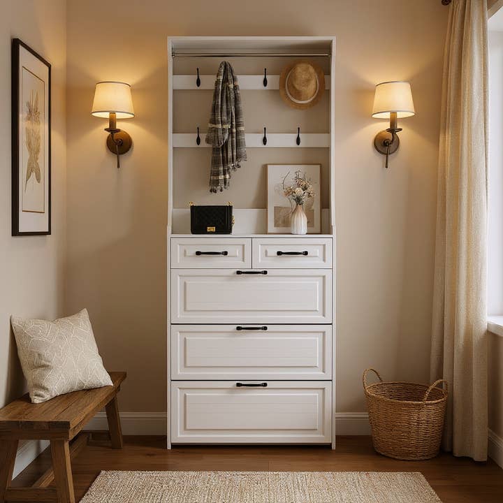 White Avenue Entryway Storage Shoe Cabinet with 2 Drawers for wholesale on Faire1