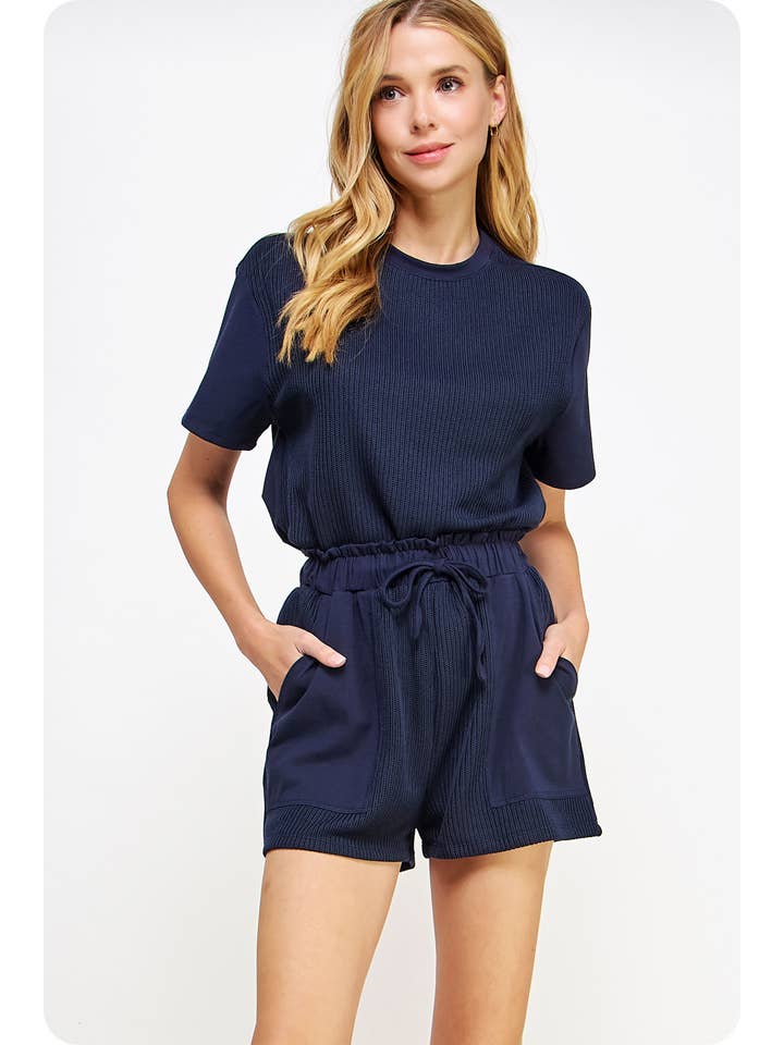 Strut & Bolt - Wholesale Shorts - Women's - Mixed Media Detail Knit Shorts4