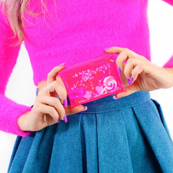 Electric Bubblegum - Wholesale Coin Purse - Unisex - Liquid Glitter Coin Purse - Lollipop Lane