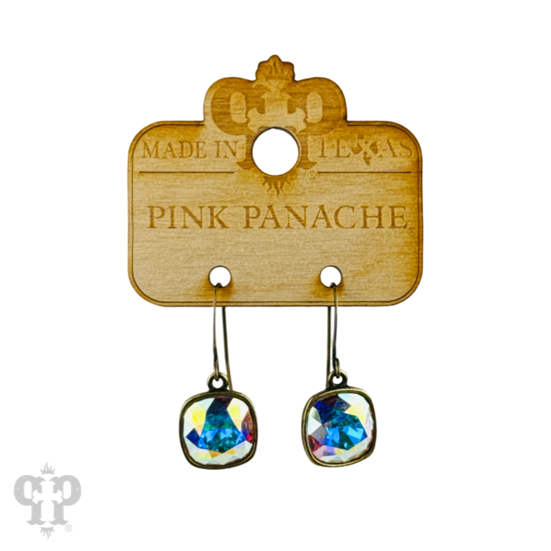 Pink Panache Brands - Wholesale Dangle Earrings - Austrian square crystal hook earring, 12mm31
