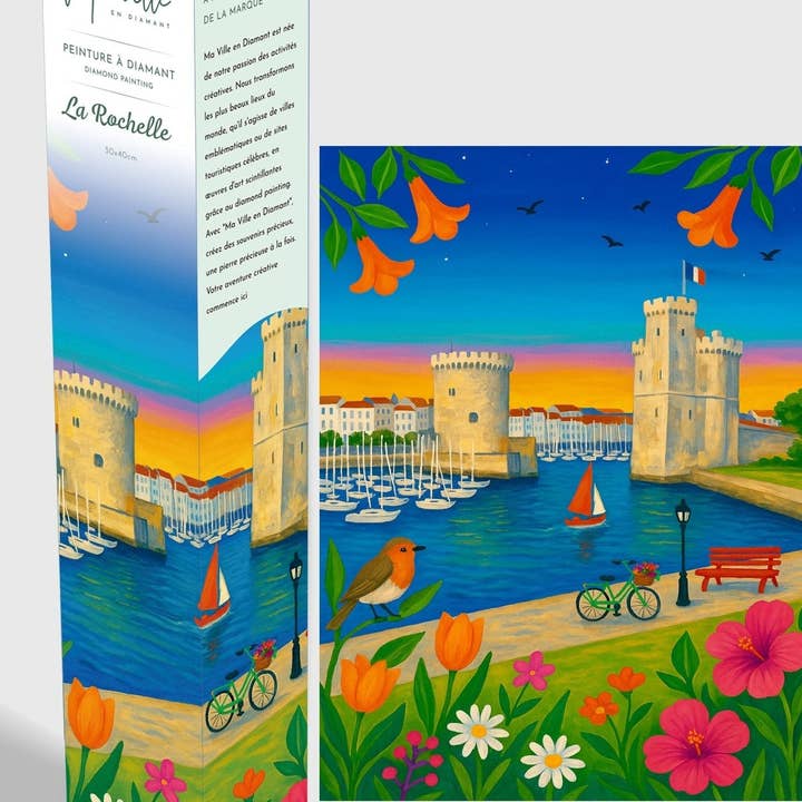 La Rochelle les Tours du Vieux-Port – Peinture en Diamant pour la vente par Ma Ville en Diamant