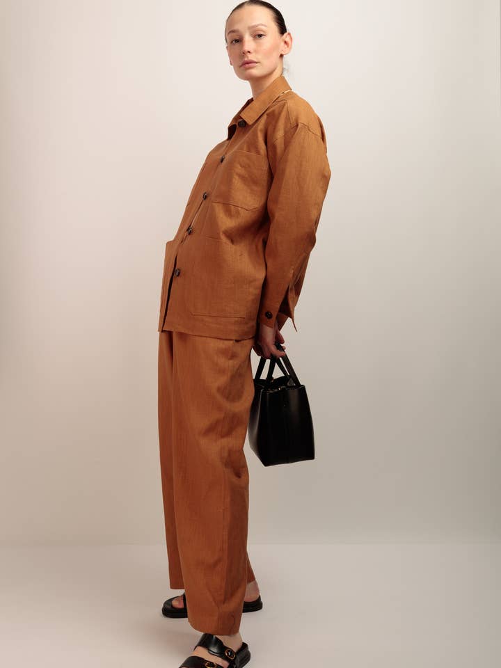 PANTALON DE LINO TOSTADO para venta al por mayor de Chill&Buy Studio