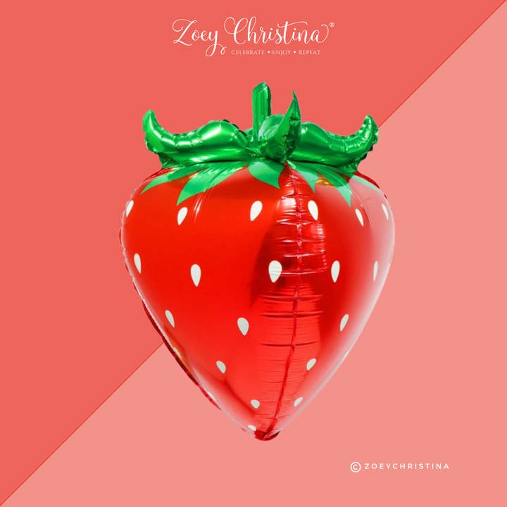 Zoey Christina - Wholesale Balloon - 4D Strawberry Foil Balloon – Pink or Red Fruit-Themed Party1