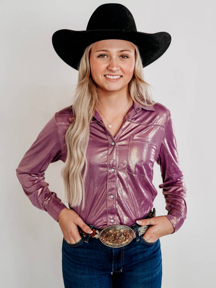 Legends and Mavericks Apparel – wholesale Buttoned-down shirt – Women's – Lilac Pearl Snap