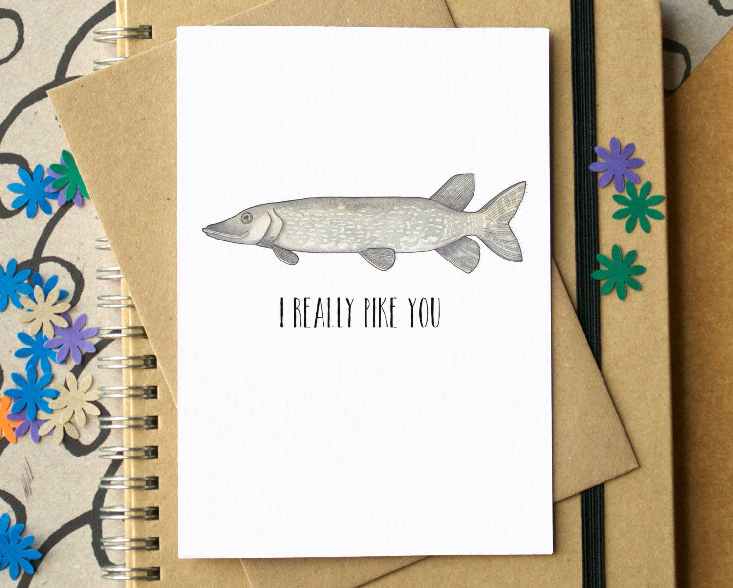 Becka Griffin Illustration – wholesale Friendship card – Funny "I Really Pike You" Friendship Card0