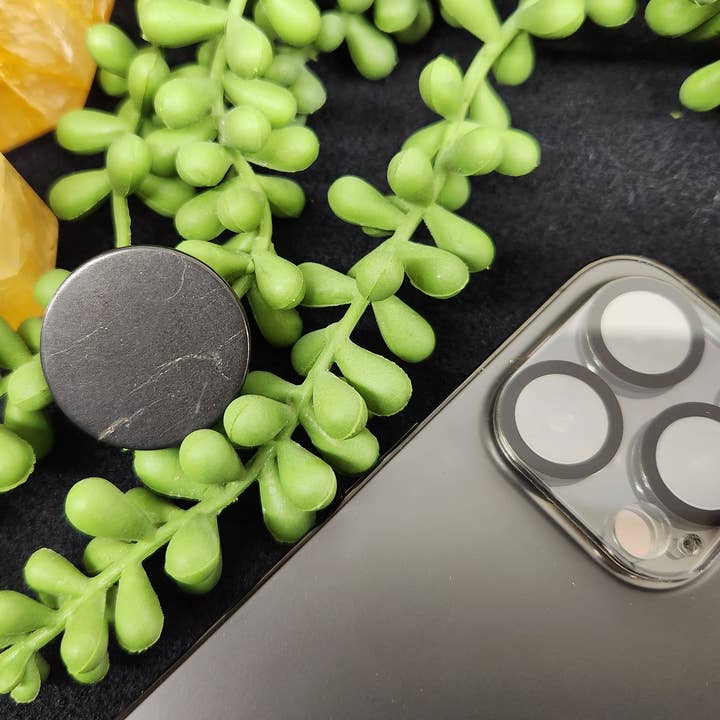 Meraki Gemstones - Wholesale Spiritual Stone/Crystal - Shungite EMF Cell Phone Tile Plain Round - 30mm