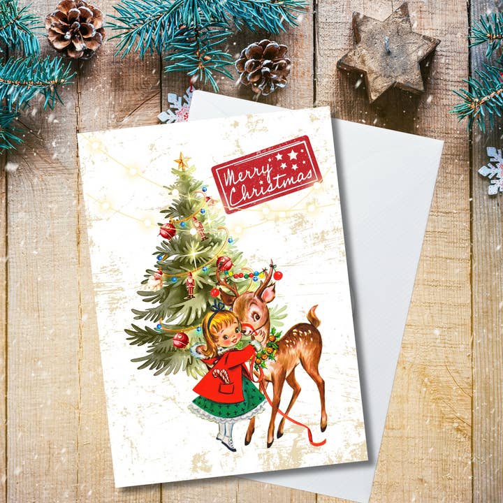 Designs by Michaela – wholesale Julkort – Vintage jul retro akvarell julkort