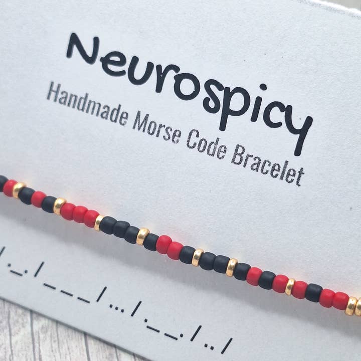 Neurospicy Morse Code Bracelet - Seed Bead Bracelet for wholesale by Harper House Studio