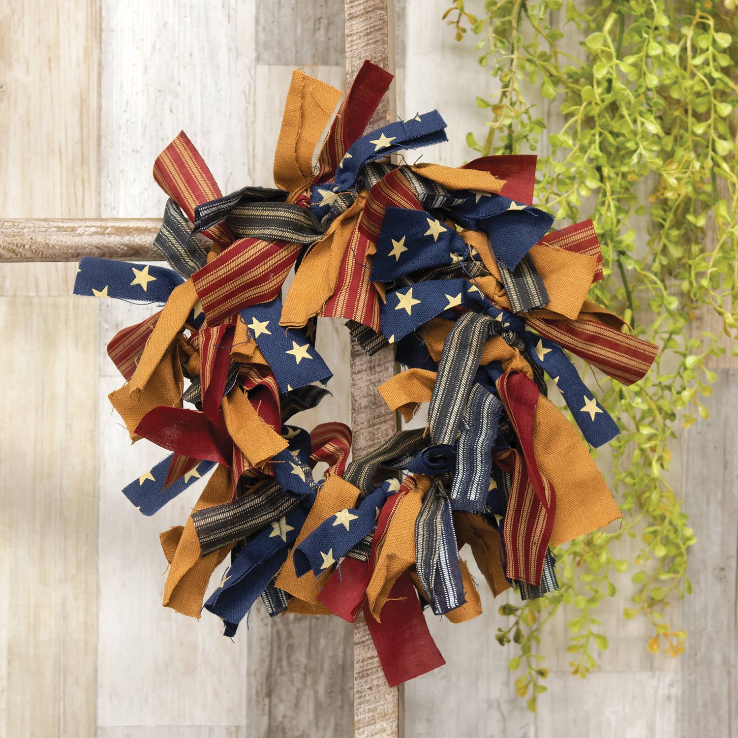 The Hearthside Collection - Wholesale Wreath - Primitive Americana Rag Wreath1