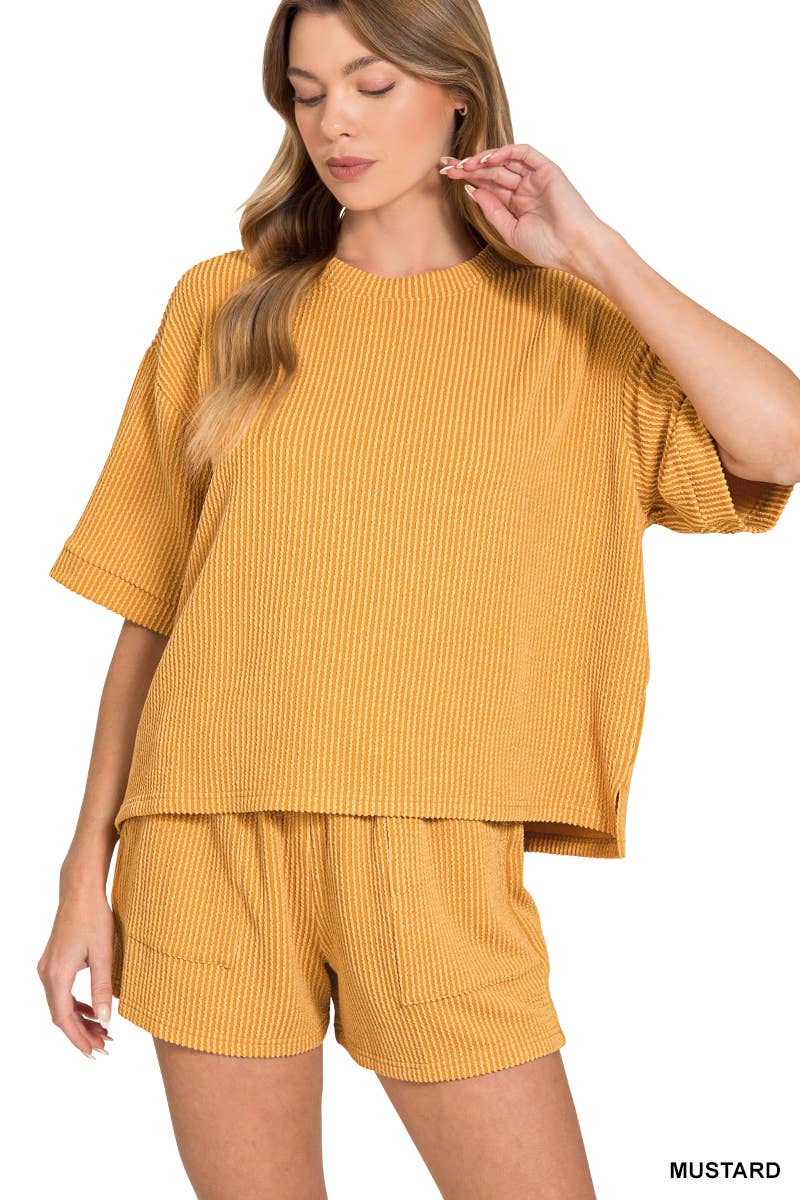 42POPS – Engroshandel Loungesæt - Dame – .Corded Rib T-shirt & Shorts 2-delt Sæt75